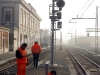 I lavori di attivazione del segnale di protezione di Bivio Rivana, lato Ferrara, sulle linee FerraraâRimini/Codigoro. (Ferrara, 10/02/2011; foto Marco Bruzzo / tuttoTreno)
