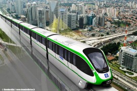 Il rendering della monorotaia di Bombardier per la linea 2 delal città di San Paolo del Brasile. (Fone Bombardier /TuttoTreno)