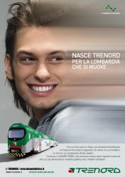 Uno dei manifesti della campagna pubblicitaria di TRENORD presentata oggi 20 maggio 2011. (copyright TRENORD / tuttoTreno)vv
